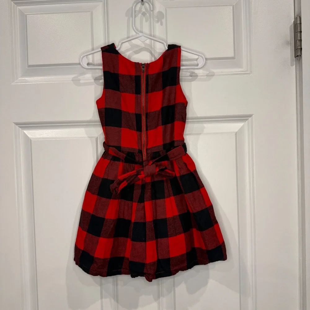 Carter's Toddler Girls Red Black Buffalo Plaid Holiday Sleeveless‎ Dress Size 3T